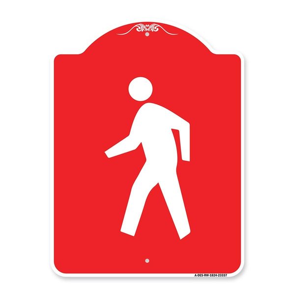 Amistad 18 x 24 in. Designer Series Sign - Pedestrian Crossing Symbol, Red & White AM2180939